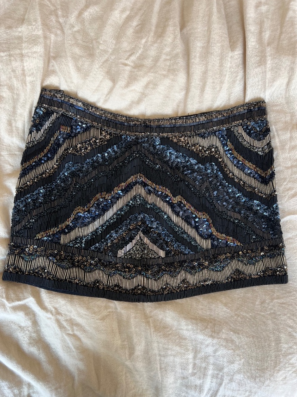 AllSaints Spitalfields Hand Embellished Beaded Sequin Mini Skirt US 4